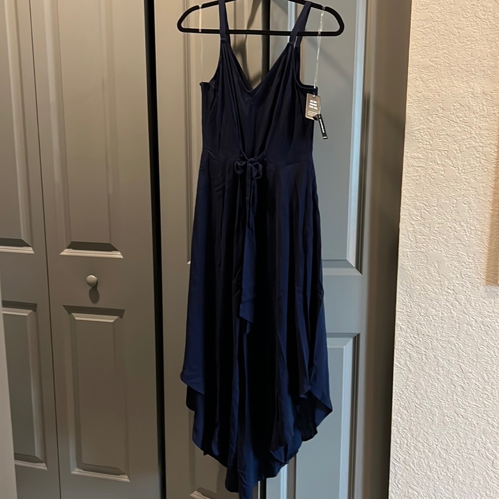 Express Long Flare Romper, Size XS, Color Navy Blue